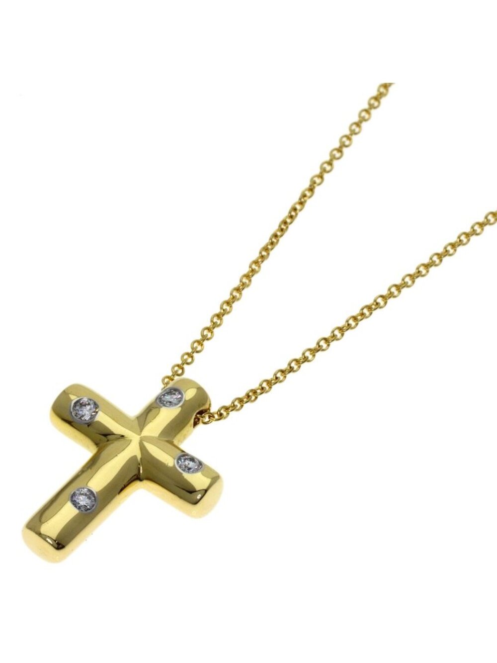 Tiffany & Co Dots Cross Diamond Necklace 18K Yellow Gold